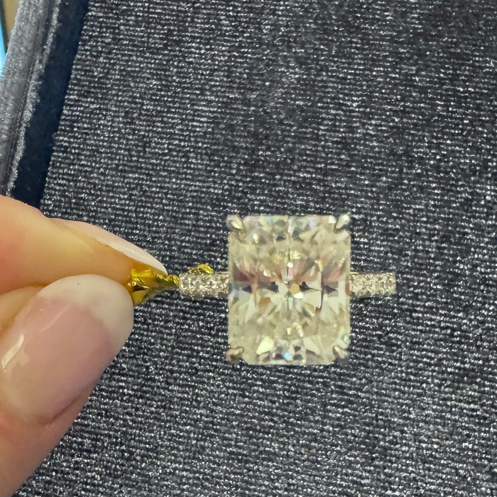 5ct Moissanite silver 925 engagement ring diamond lab radiant cut pave 7 6.75 - Picture 4 of 11